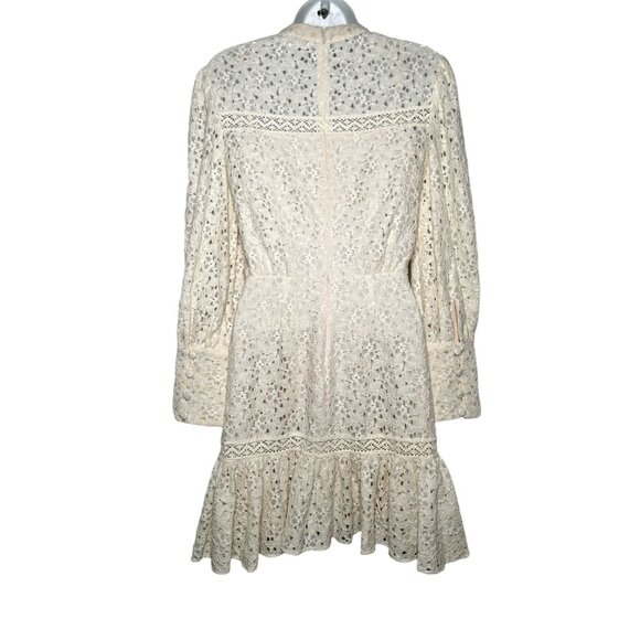 Veronica Beard Hilda Lace Mini Dress Ivory Long Sleeve Boho Cottagecore 2 - Picture 12 of 16